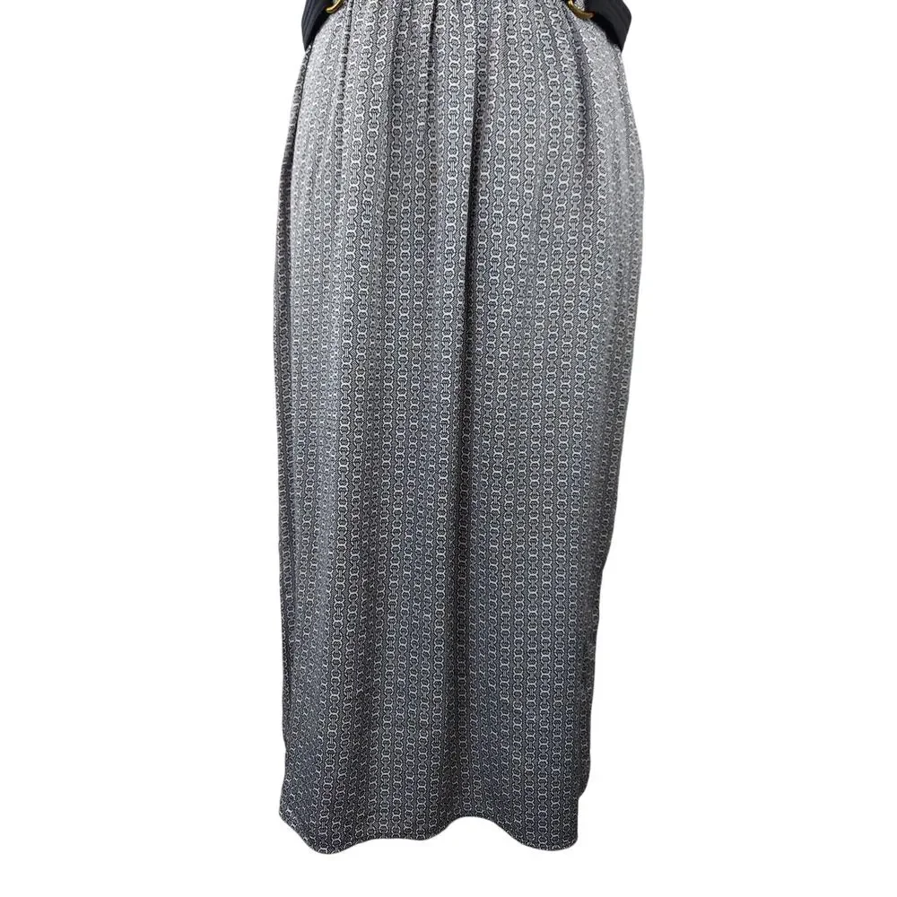 Tory Burch Blue Gemini Link Rampling Silk Belted Sleeveless Midi Dress Size 8